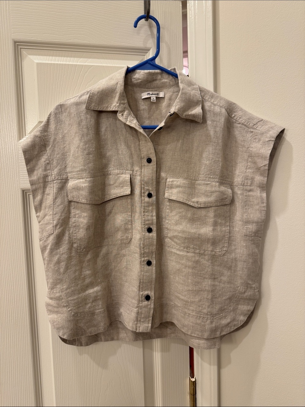 Madewell Neutral Linen Short-Sleeve Button Shirt